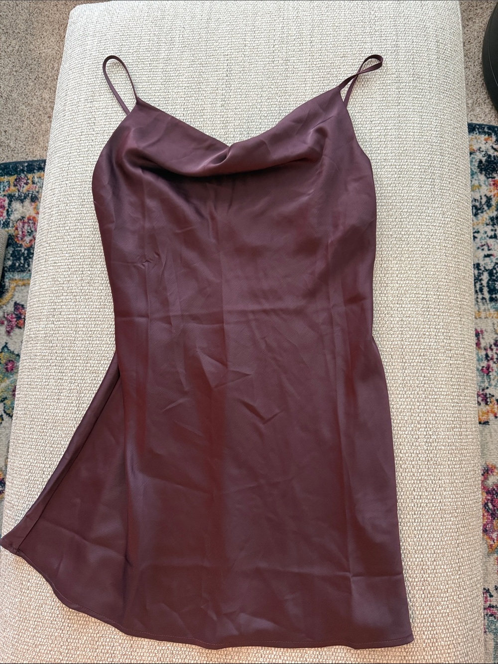 Buddy Love Satin Slip Mini Dress in Wine